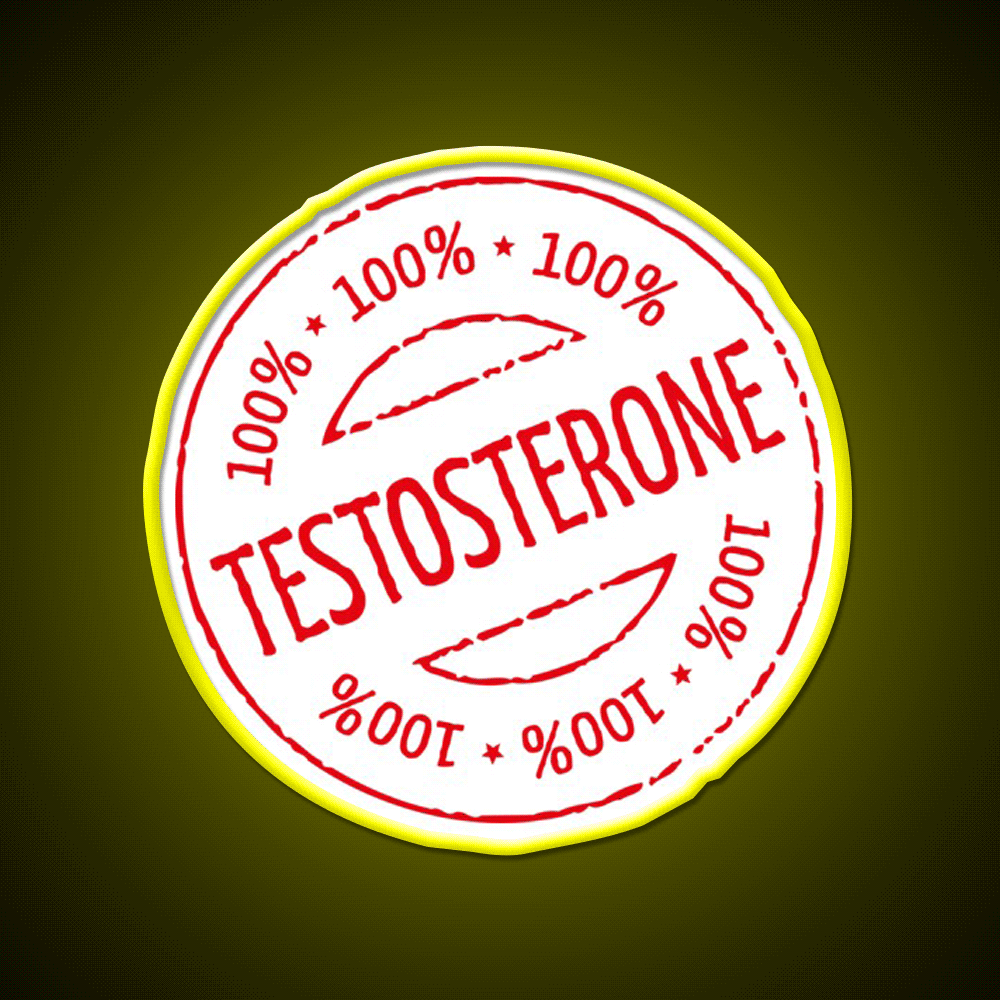 100 Persent Testosterone Stamp Red Gym Fitness Led Neon Sign Rgb Color