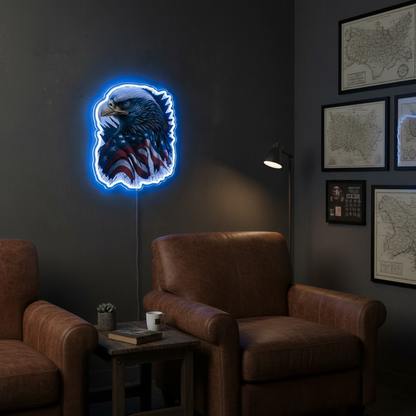 ShineNeon™  Patriotic American Eagle LED Sign - US Flag Wall Decor for Man Cave & Garage