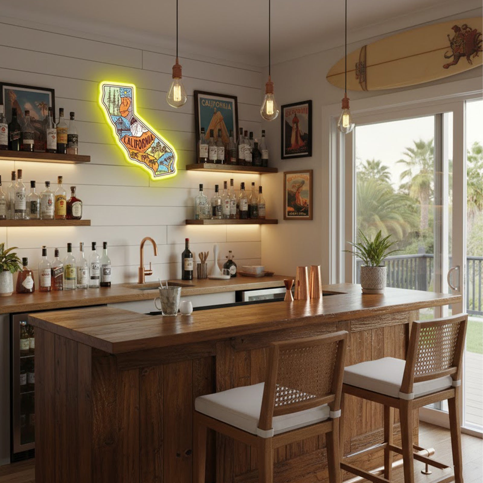 ShineNeon™ California State Map LED Neon Sign - USB Power Illustrated West Coast Wall Art Decor