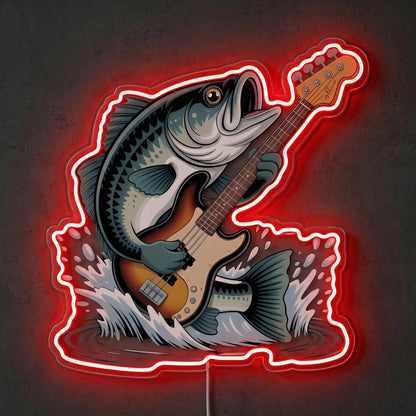 ShineNeon™ Marlin Strike Motion neon sign USB Power - Neon sign mounted on wall in room