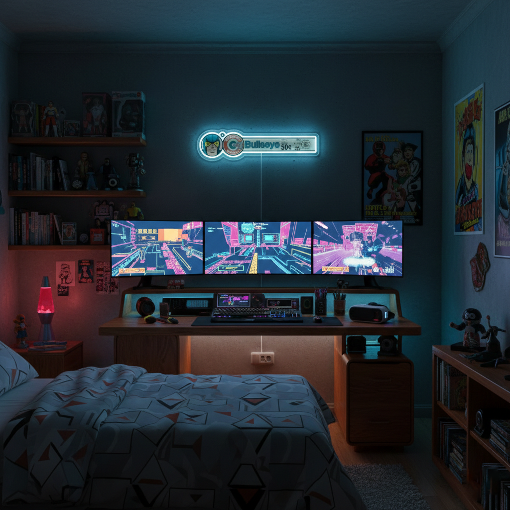 ShineNeon™ Retro Bullseye Comic Ledger LED Neon Sign - Superhero Wall Decor