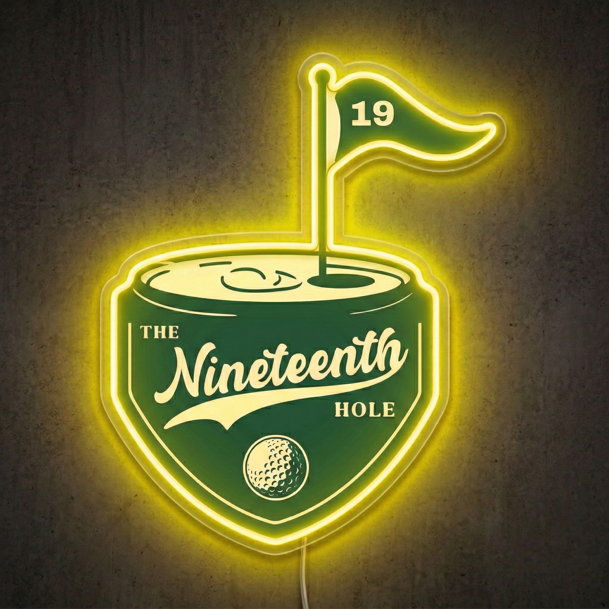 ShineNeon™ The 19th Hole Golf LED Neon Sign Green Pub Decor Bar Wall Art USB Powered