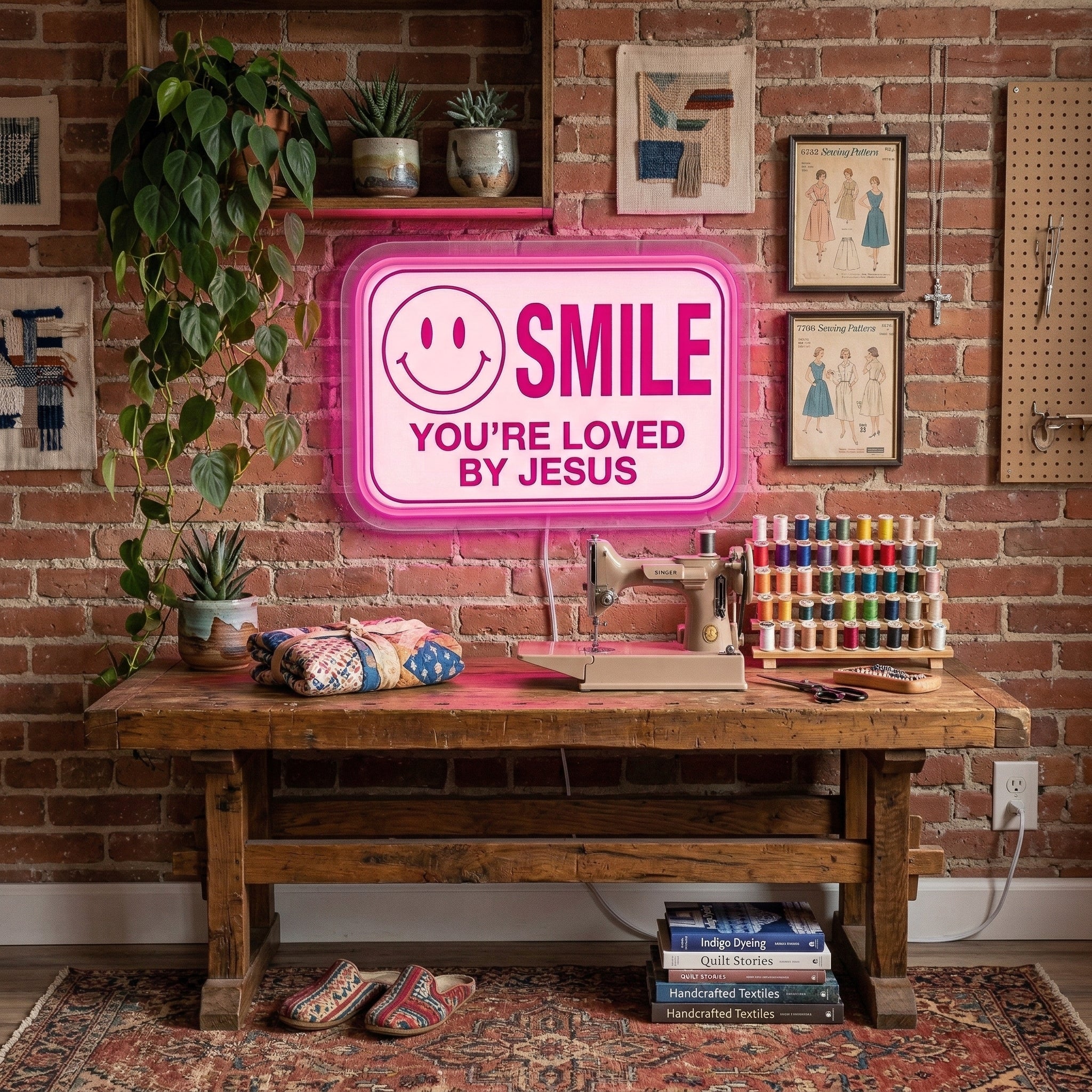 ShineNeon™ Jesus Loves You Smile LED Neon Sign Home Wall Faith Decor USB Powered