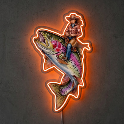 ShineNeon™ Color Splash Trout neon sign USB Power - Custom LED neon sign front view