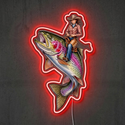 ShineNeon™ Color Splash Trout neon sign USB Power - Size and dimension reference