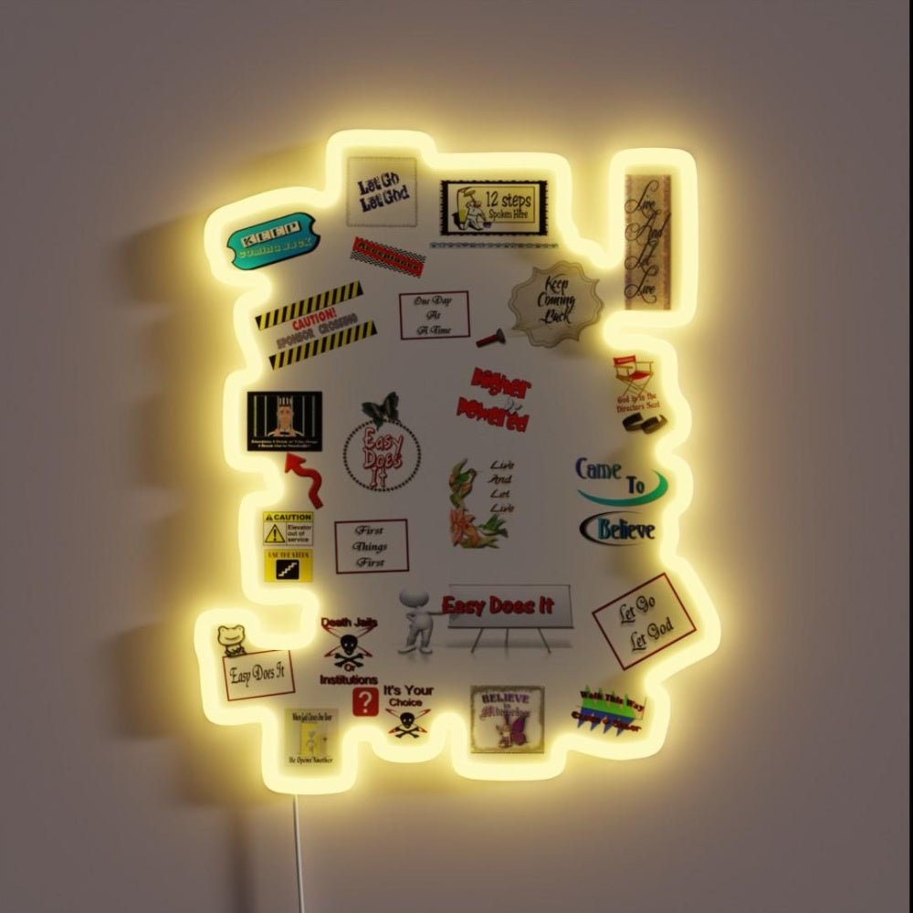 12 Step Slogans Recovery Collage Rgb Led Neon Sign - Shineneon
