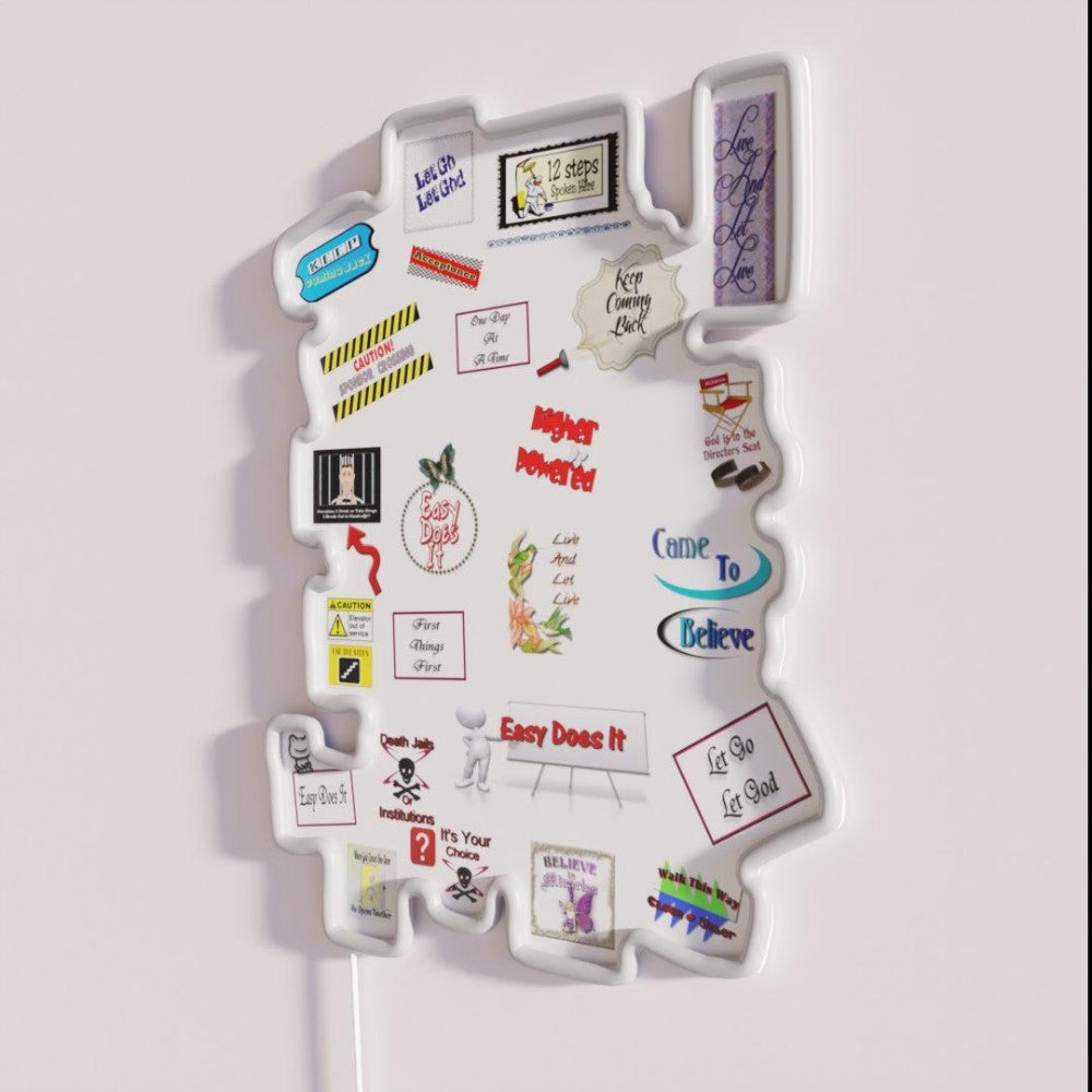 12 Step Slogans Recovery Collage Rgb Led Neon Sign