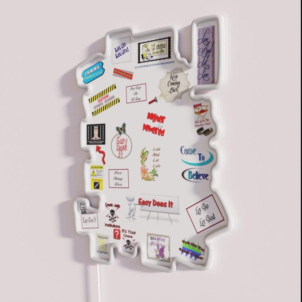 12 Step Slogans Recovery Collage Rgb Led Neon Sign - Shineneon