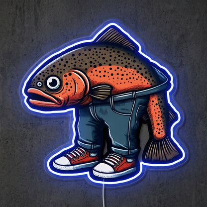ShineNeon™ Boots Fish Character neon sign USB Power - Size and dimension reference