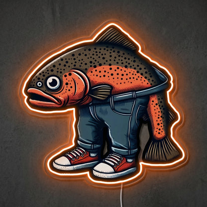 ShineNeon™ Boots Fish Character neon sign USB Power - Custom LED neon sign front view