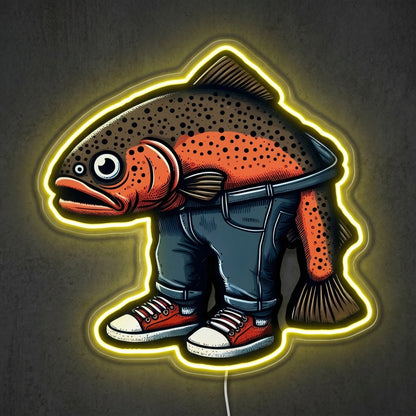 ShineNeon™ Boots Fish Character neon sign USB Power - LED neon sign close-up detail