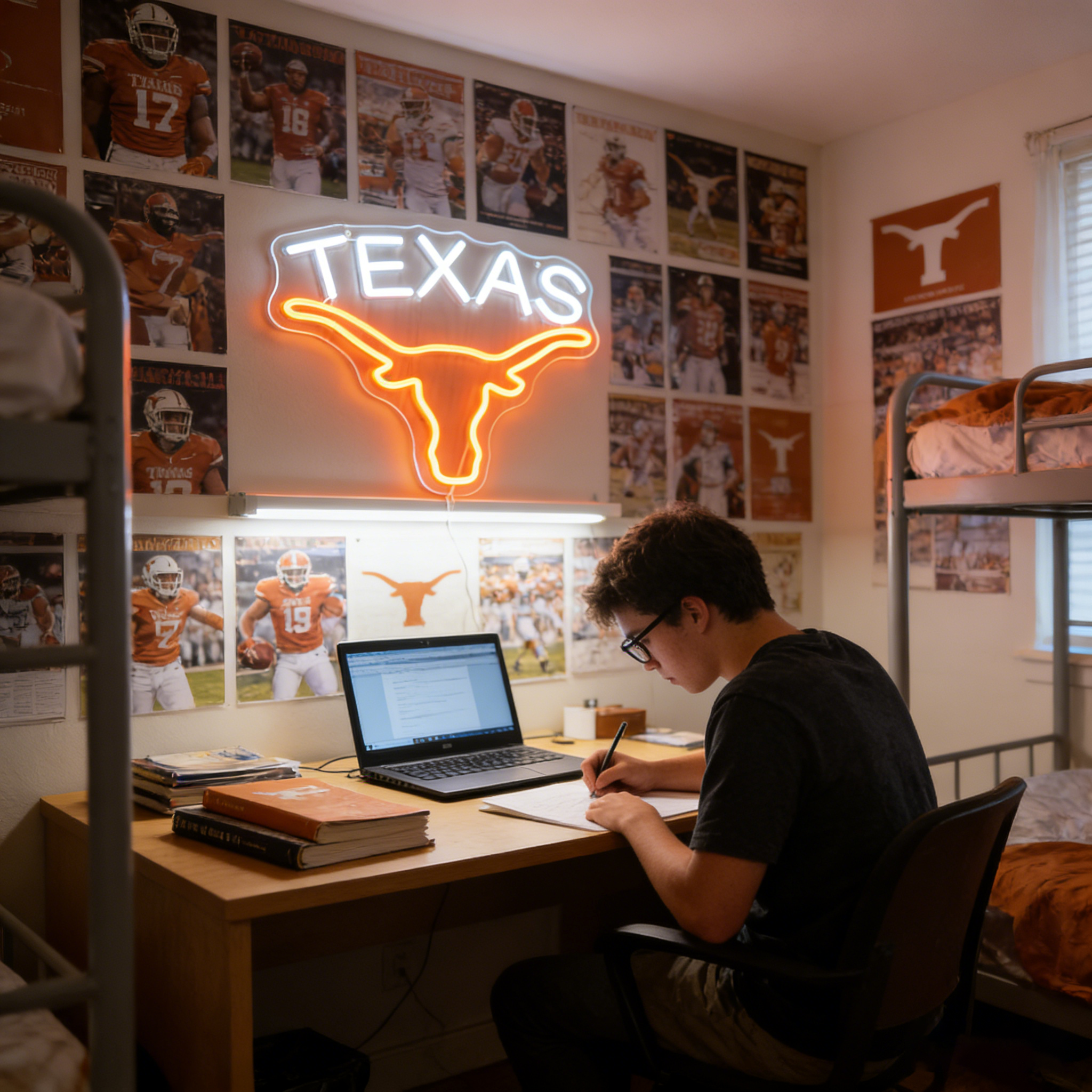 Texas Longhorn USB LED Neon Sign for Bar Game Room & Man Cave Wall Decor