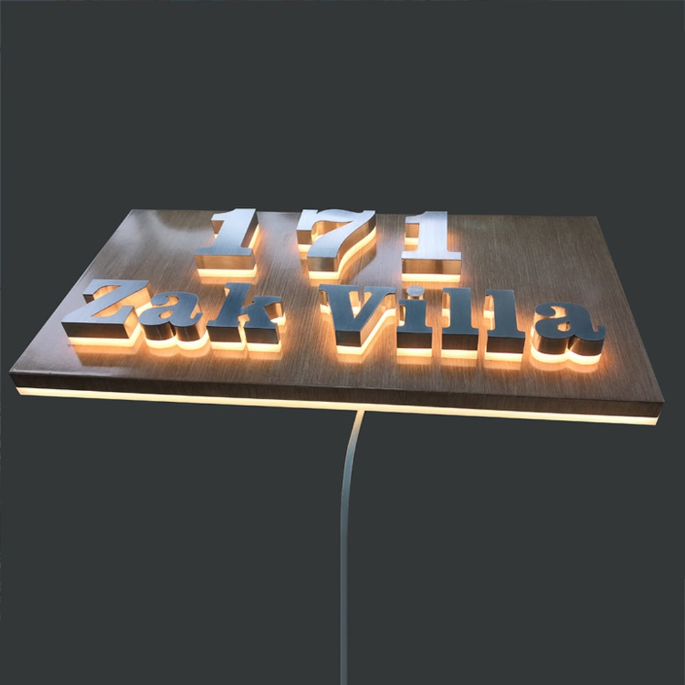 171 Zak Villa With Panel 3D Backlit Channel Letters Led Light Sign