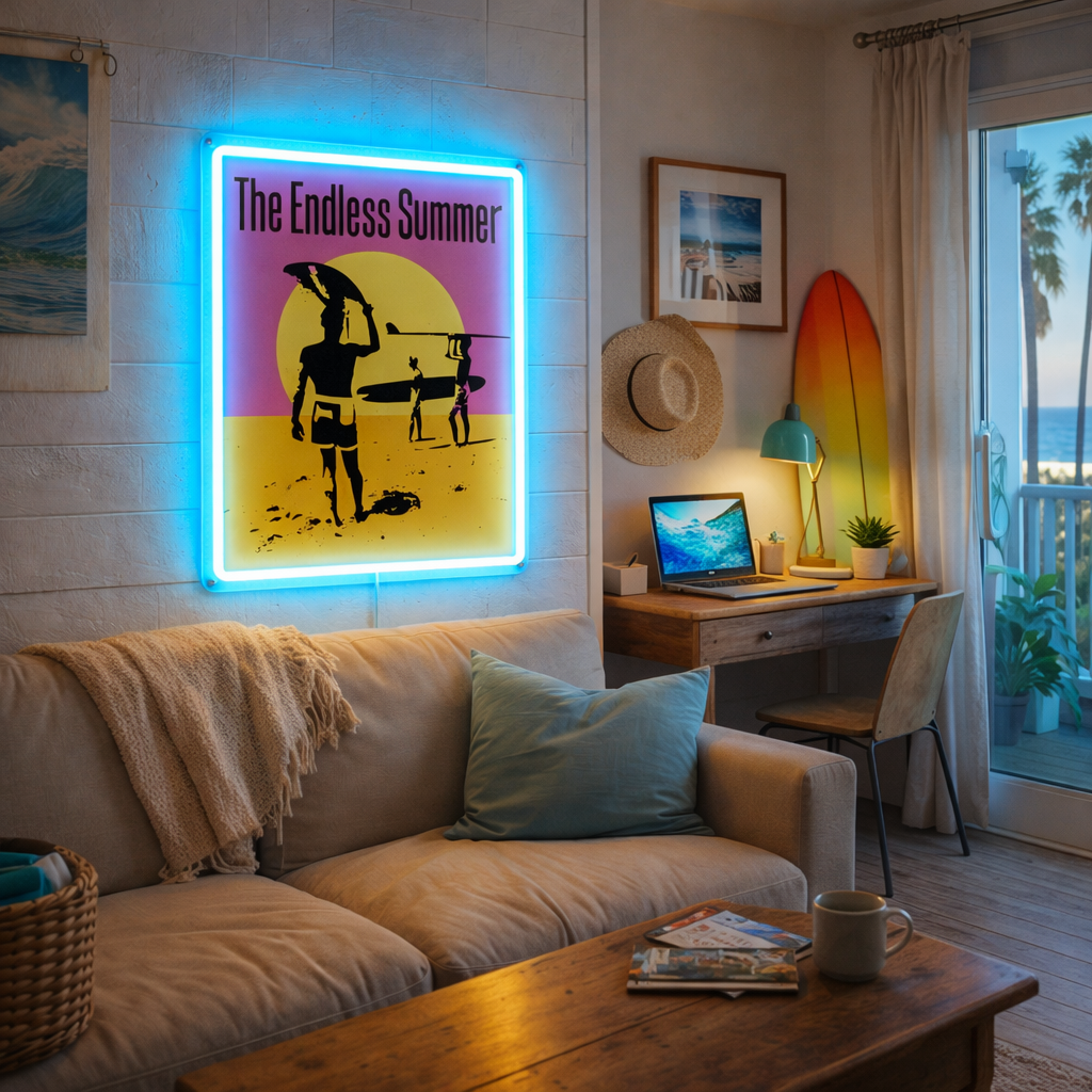 ShineNeon™ The Endless Summer LED Neon Sign - Retro Surf Beach Vibe Wall Decor (USB Powered)