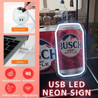 Apple Beer Can USB LED Neon Sign Beer Can for Man Cave Bar Garage Party