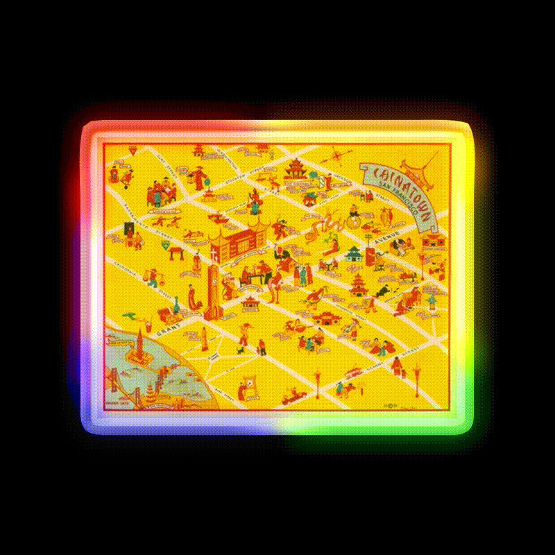 1939 Map Of Chinatown In San Francisco Asian Cultural Led Neon Sign Rgb Color