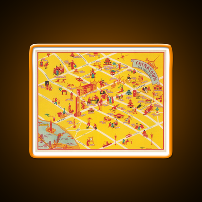 1939 Map Of Chinatown In San Francisco Asian Cultural Led Neon Sign Rgb Color