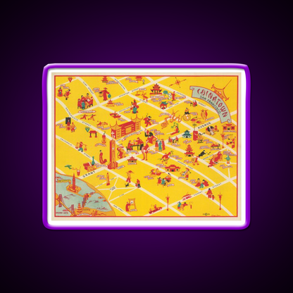 1939 Map Of Chinatown In San Francisco Asian Cultural Led Neon Sign Rgb Color