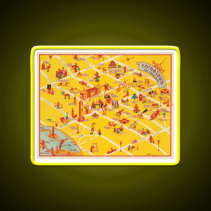 1939 Map Of Chinatown In San Francisco Asian Cultural Led Neon Sign Rgb Color