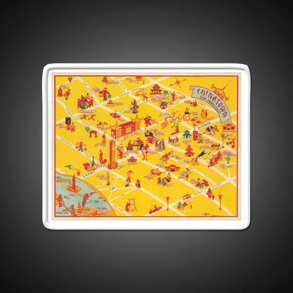 1939 Map Of Chinatown In San Francisco Asian Cultural Led Neon Sign Rgb Color