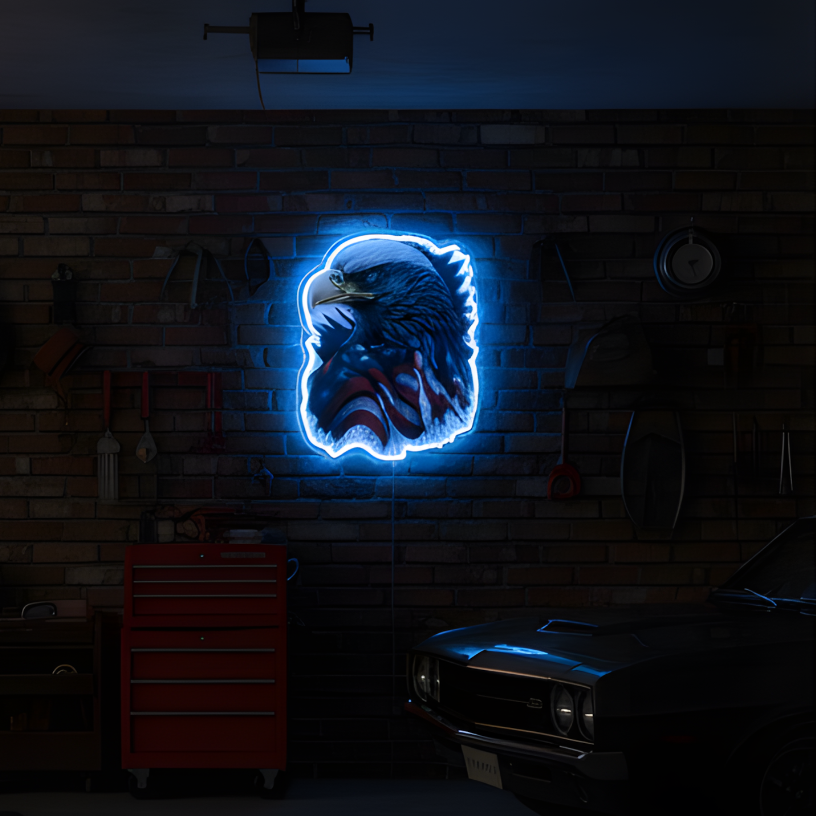 ShineNeon™  Patriotic American Eagle LED Sign - US Flag Wall Decor for Man Cave & Garage