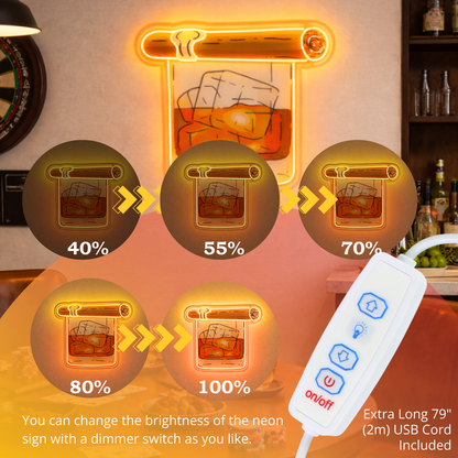 ShineNeon™ Whiskey & Cigar LED Neon Sign - Home Bar Man Cave & Lounge Decor