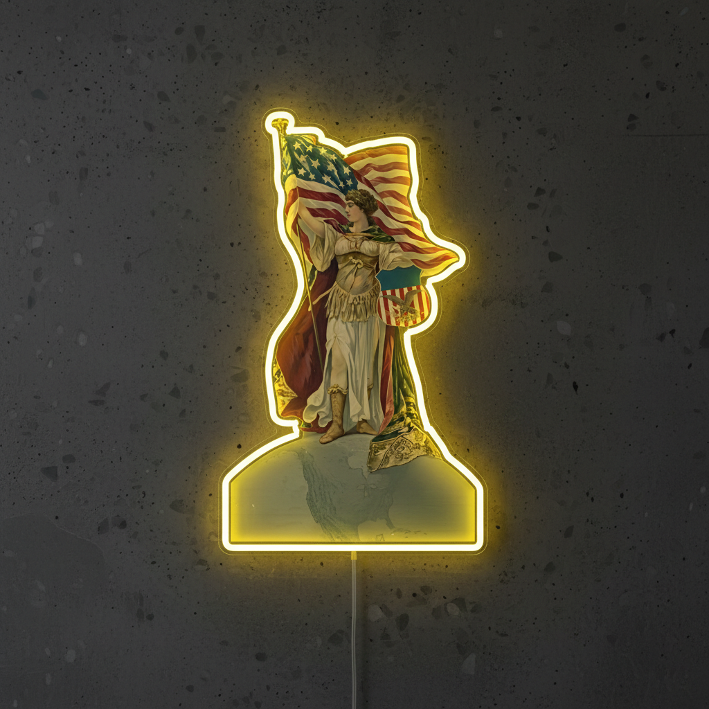 ShineNeon™ Vintage Lady Liberty American Flag LED Neon Sign - Patriotic Wall Art Decor