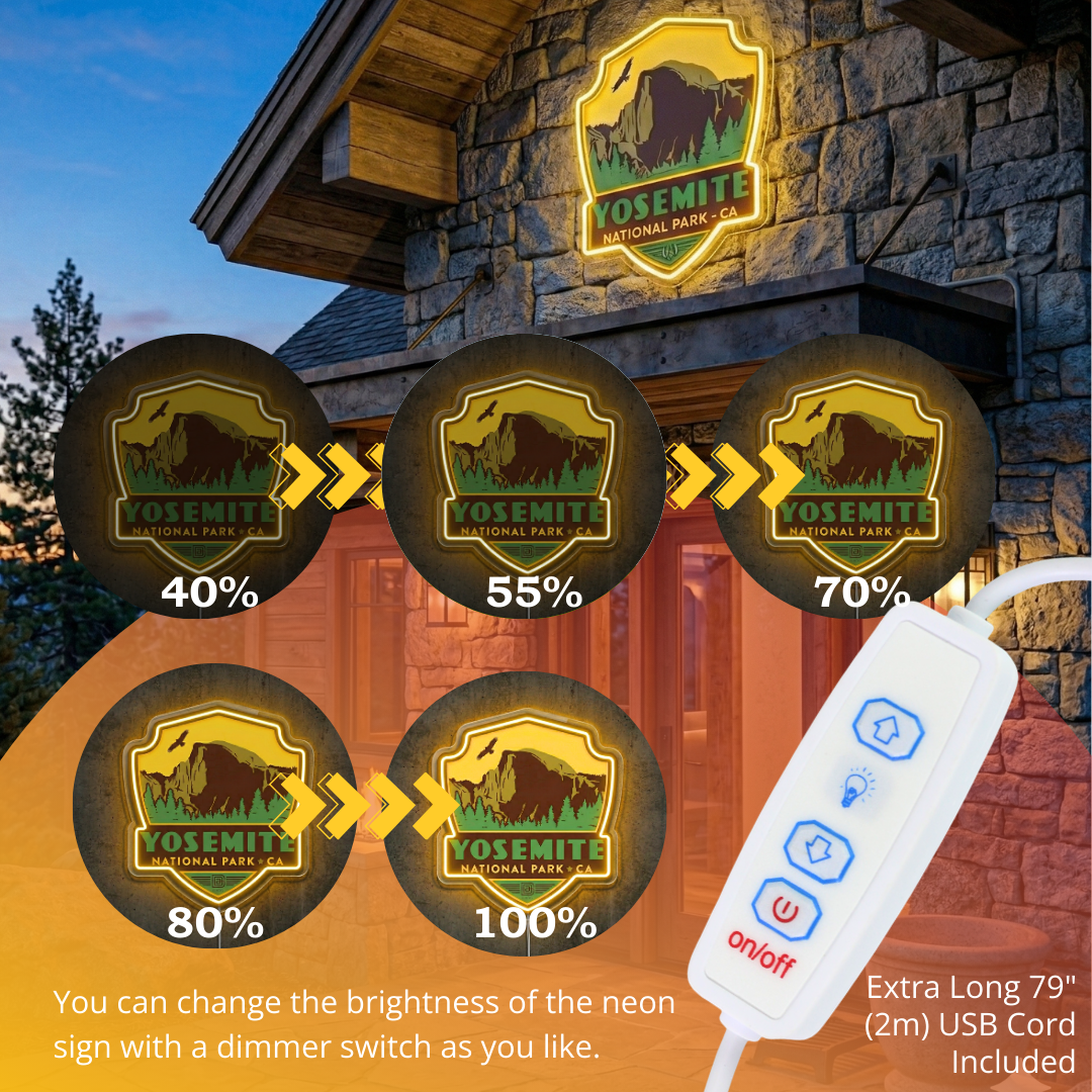 ShineNeon™ Yosemite National Park LED Neon Sign - Half Dome Nature Vibe Wall Decor for Bedroom Man Cave & Gift