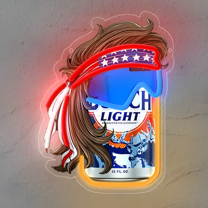 Funny Beer Can USB LED Neon Sign Beer Can Mullet Style Light for Bar Garage Party