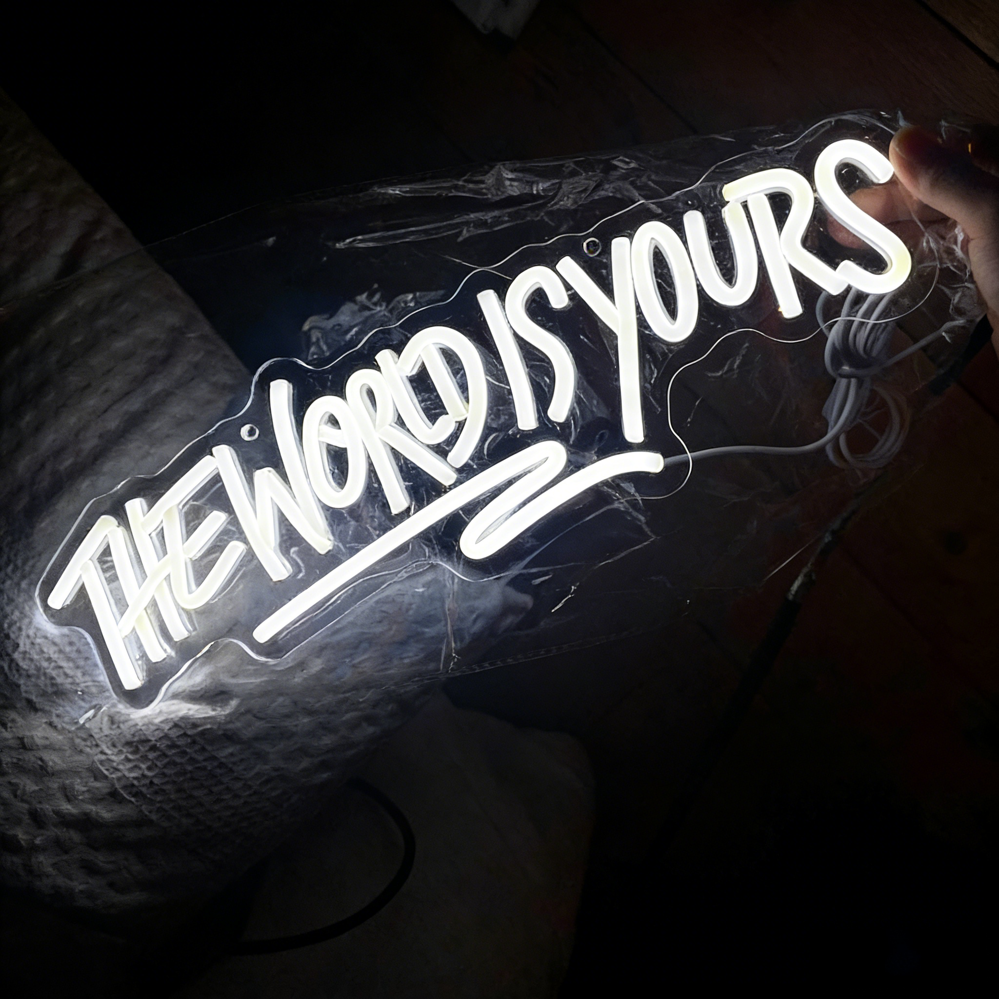 ShineNeon™ Icon Script Neon Sign – “The World Is Yours” Motivational Wall Light for Man Cave & Game Room