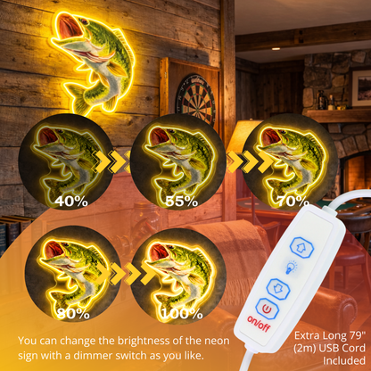ShineNeon™ Largemouth Bass Fishing LED Neon Sign - Vivid Angler Cave bar & Cabin Wall Decor