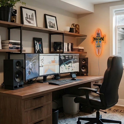 ShineNeon™ Mooneyes Surfboard LED Neon Sign Retro Garage Decor Tropical Vibe USB Power