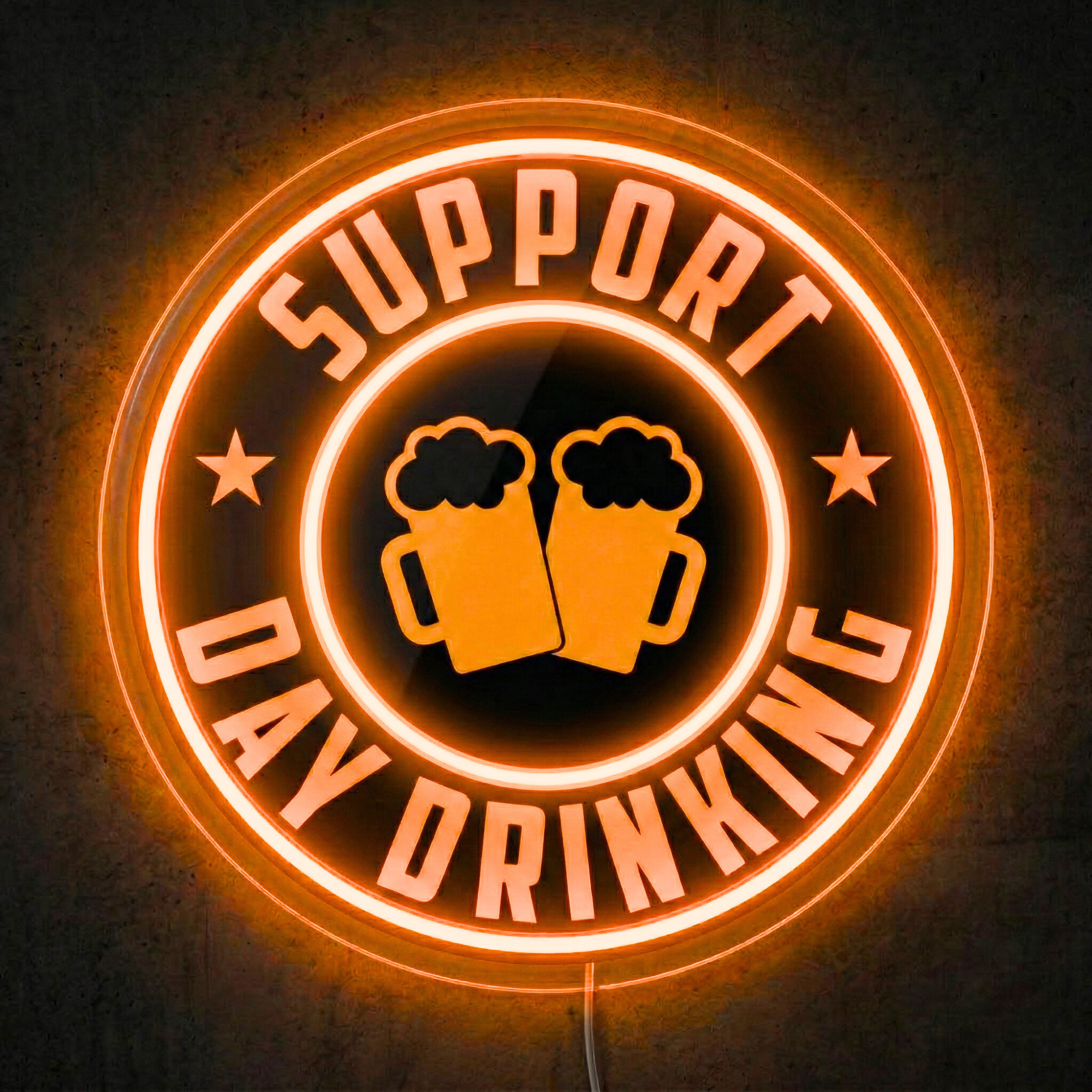 ShineNeon™ Support Day Drinking LED Neon Sign Beer Bar Decor Man Cave USB Powered