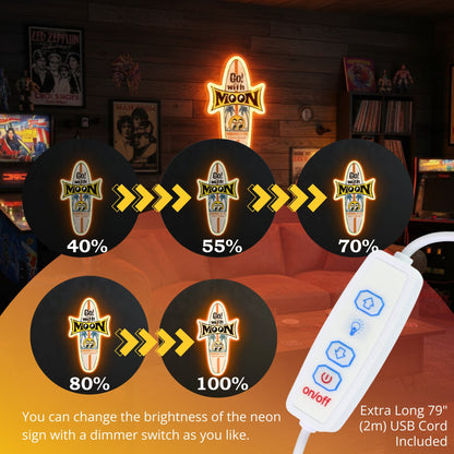 ShineNeon™ Mooneyes Surfboard LED Neon Sign - Retro Surf Wall Art Decor (USB Powered)