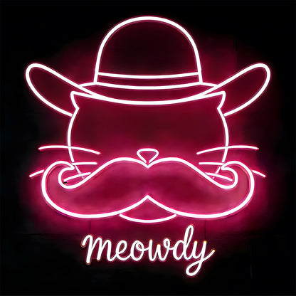 Viridiana's Cowboy Cat Custom Led Neon Sign - Pink