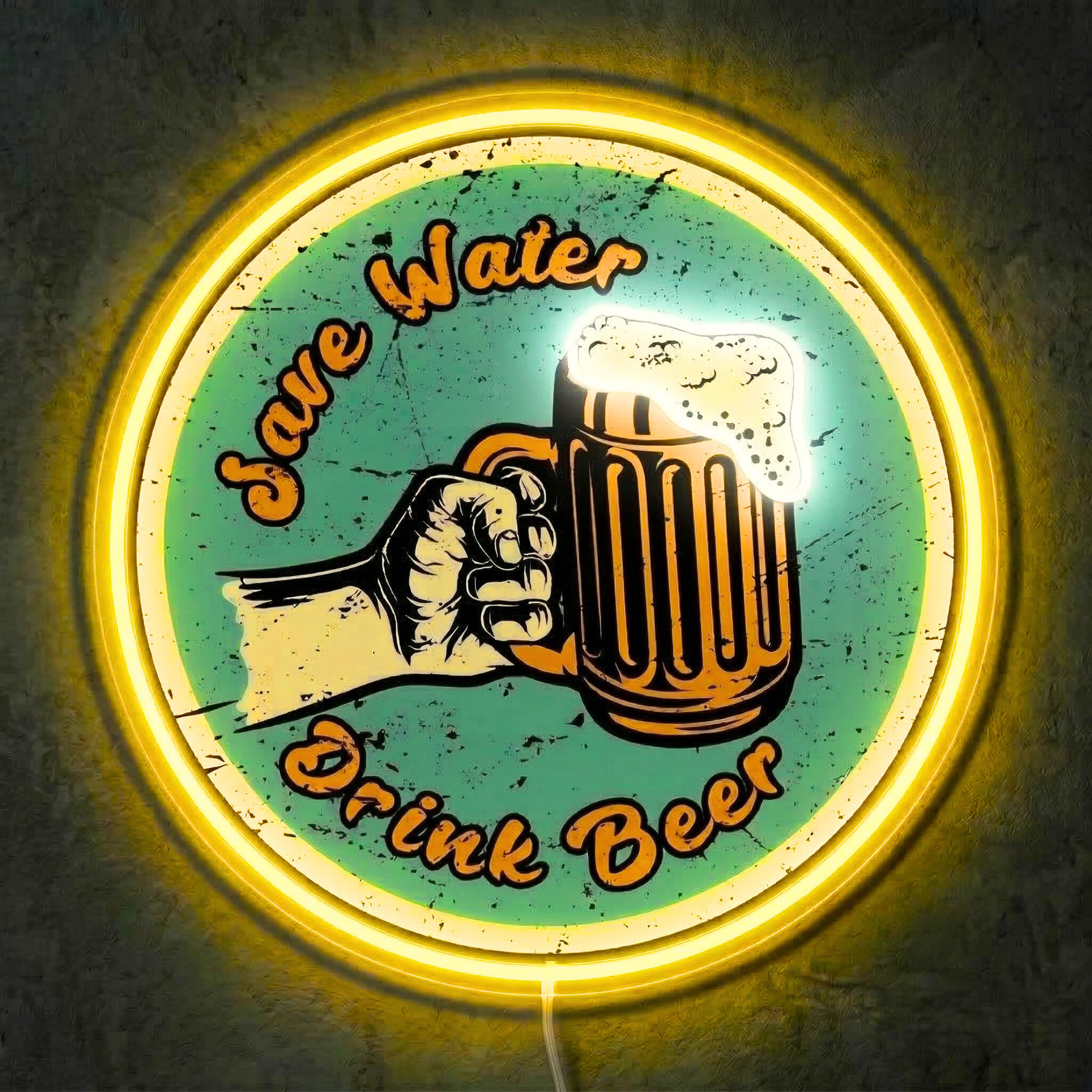 ShineNeon™ Save Water Drink Beer LED Neon Sign - Vintage Bar Wall Art USB Powered Decor