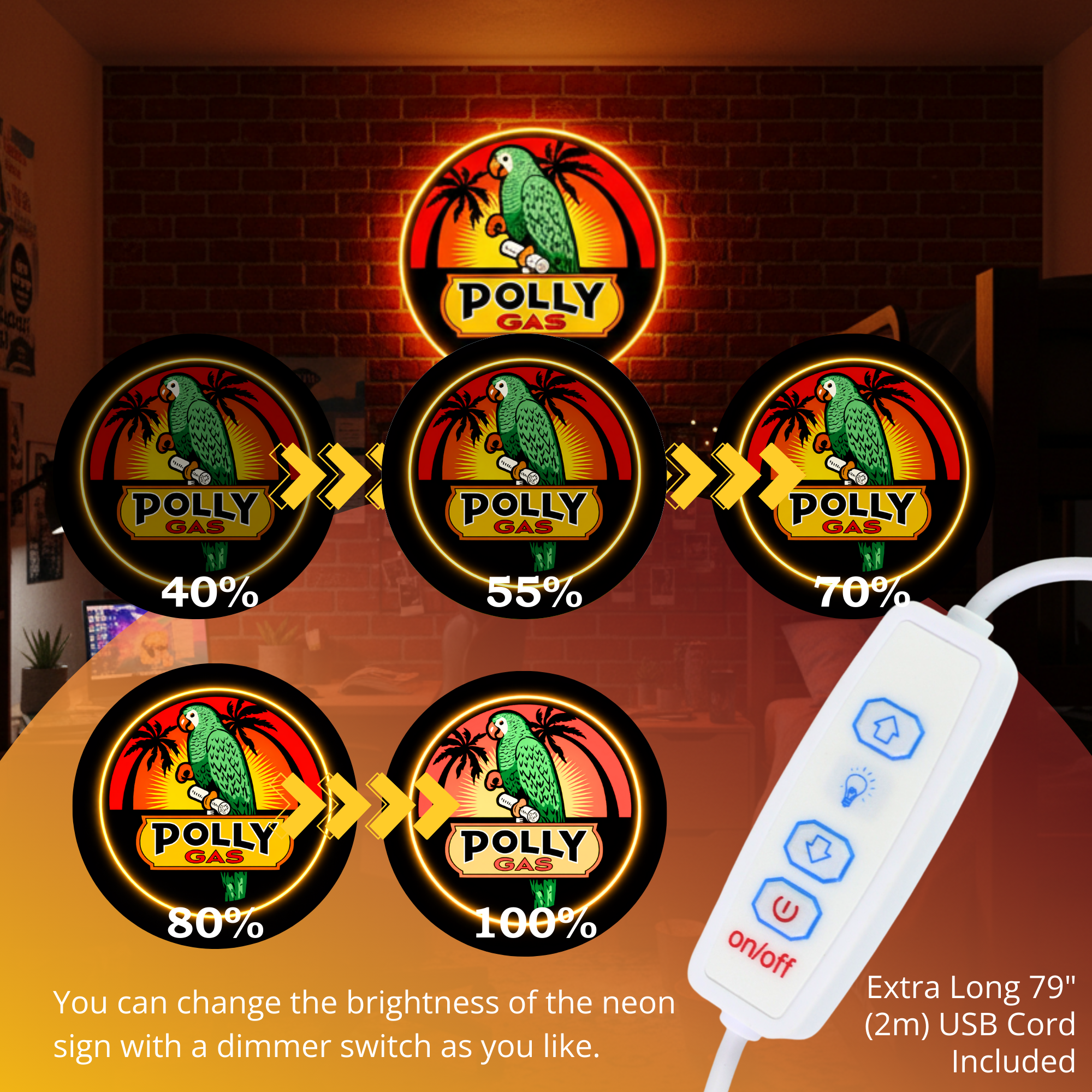 ShineNeon™ Sunset Parrot Glow | Retro Coastal Gas Station Neon Sign