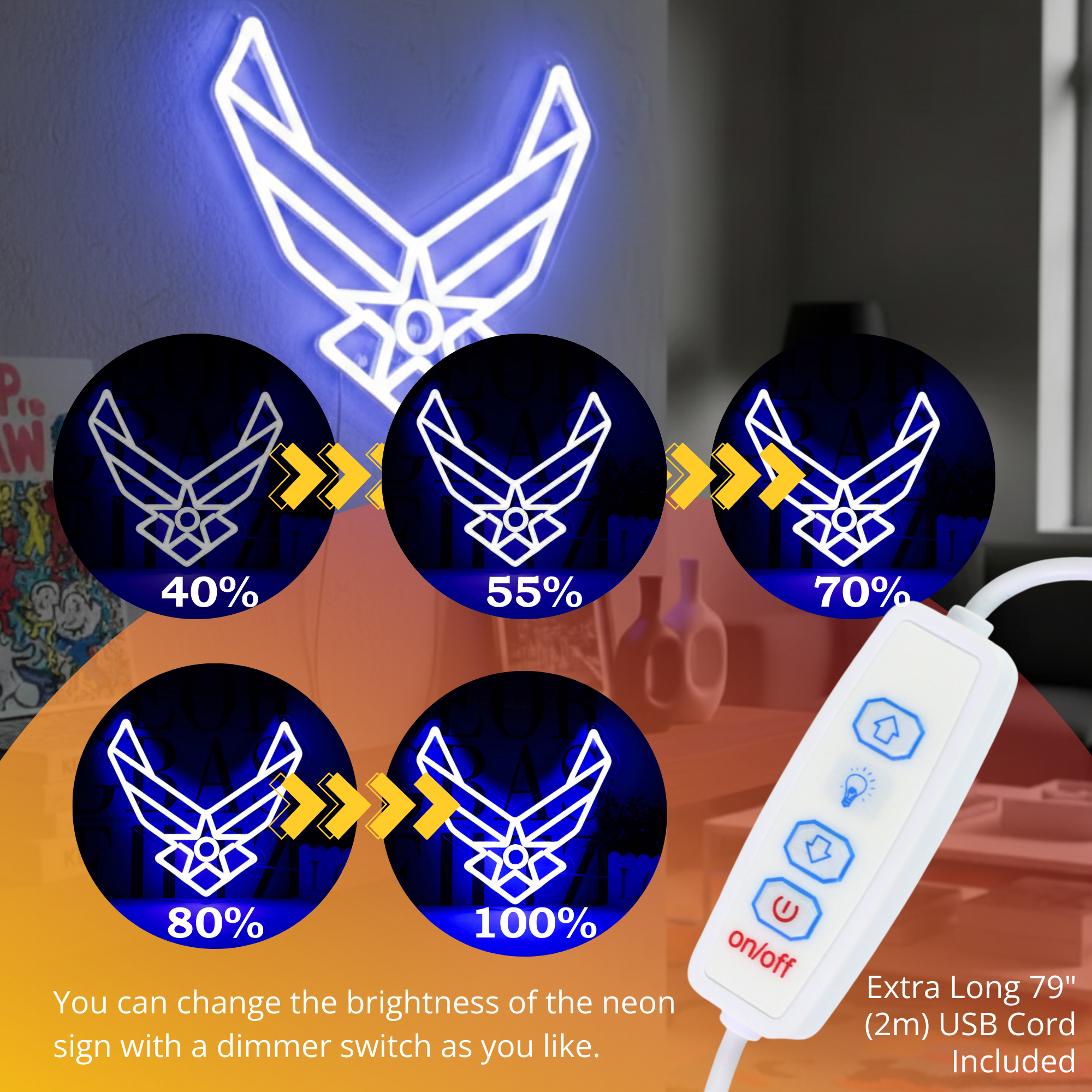 ShineNeon™ Stealth Wing LED Neon Sign – Tactical Blue Glow for Garage & Mancave