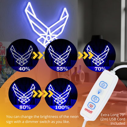 ShineNeon™ Stealth Wing LED Neon Sign – Tactical Blue Glow for Garage & Mancave