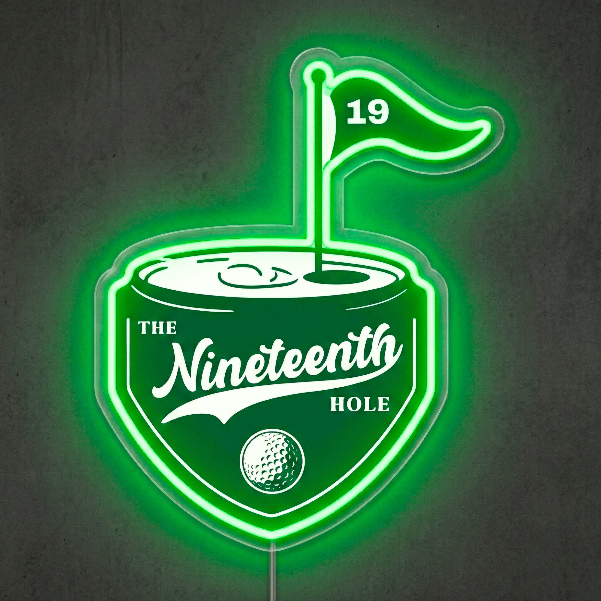 ShineNeon™ The 19th Hole Golf LED Neon Sign Green Pub Decor Bar Wall Art USB Powered