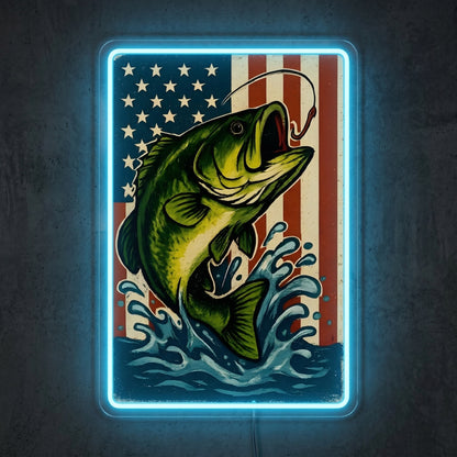 ShineNeon™ Patriotic Bass Flag neon sign USB Power - Custom LED neon sign front view