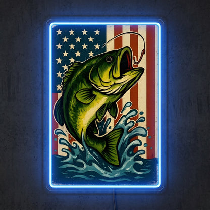 ShineNeon™ Patriotic Bass Flag neon sign USB Power - LED neon sign close-up detail