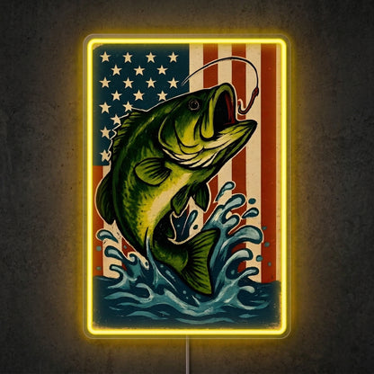 ShineNeon™ Patriotic Bass Flag neon sign USB Power - Size and dimension reference