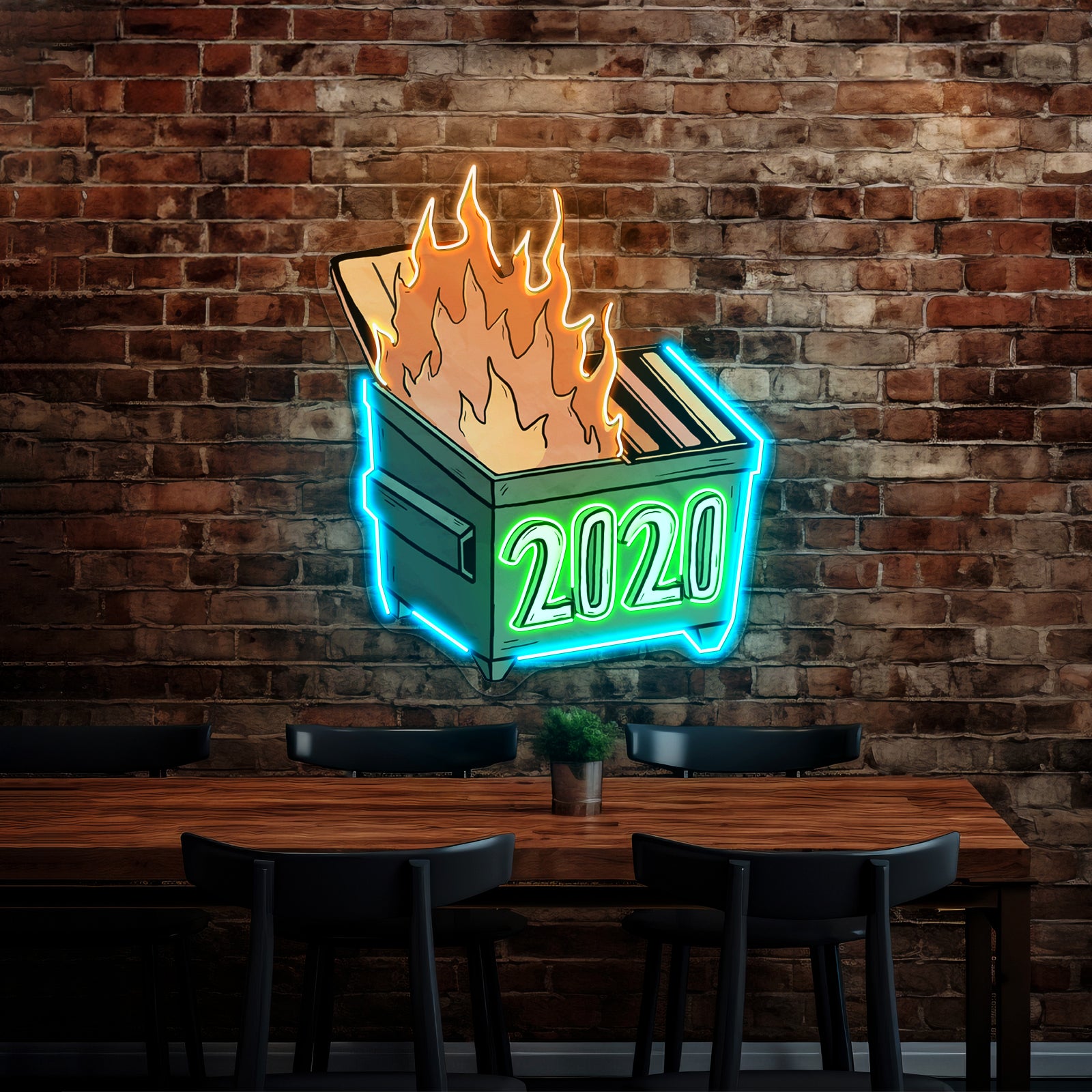 2020 Dumpster Fire Neon Signs For Neon Wall Signs Artwork