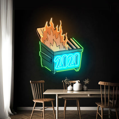 2020 Dumpster Fire Neon Signs For Neon Wall Signs Artwork