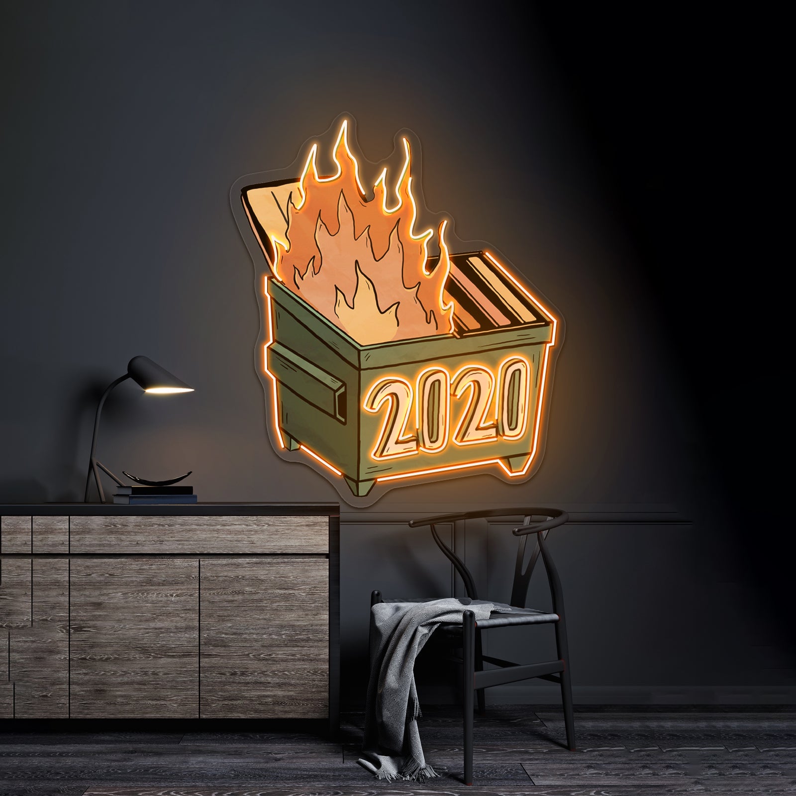 2020 Dumpster Fire Neon Signs For Neon Wall Signs Artwork