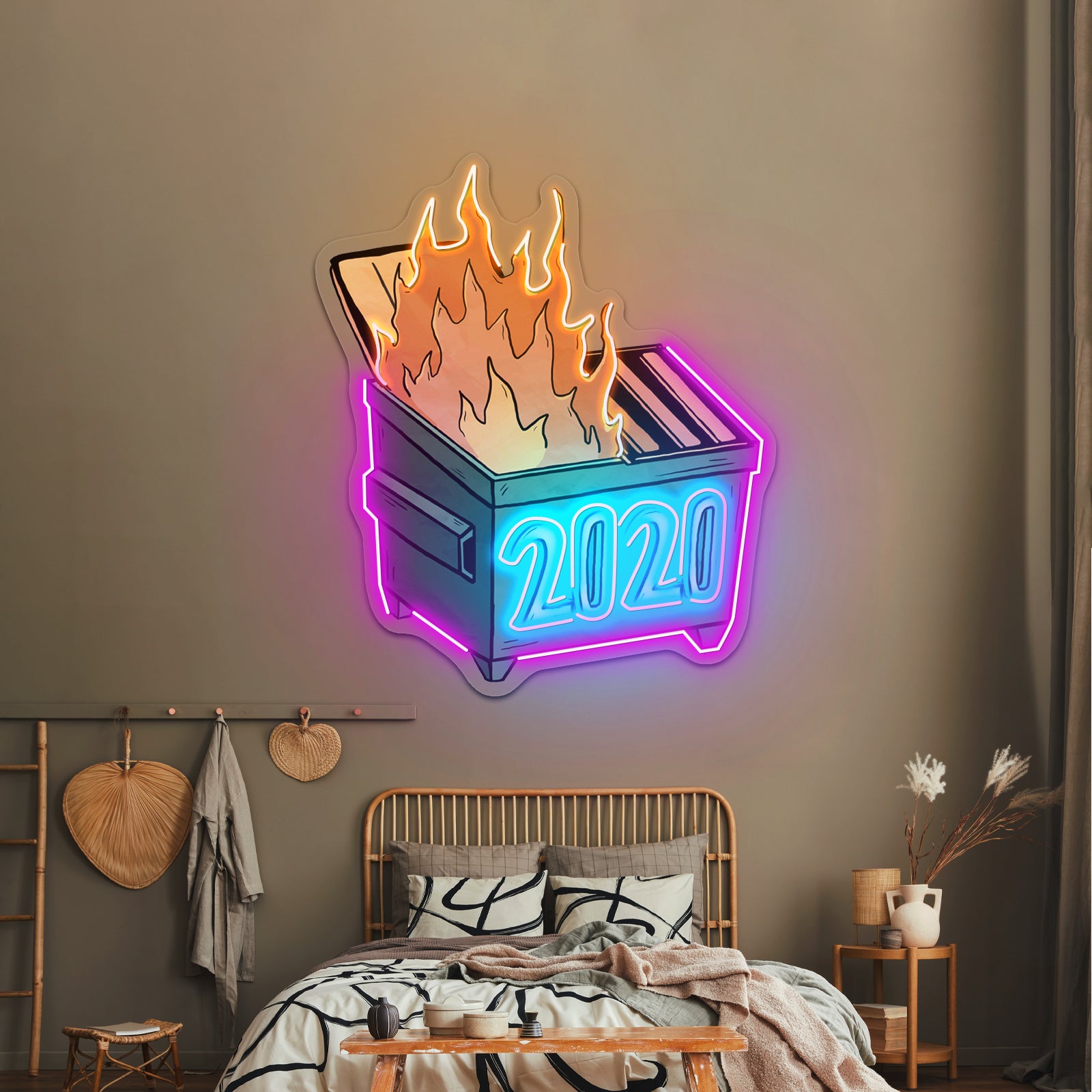 2020 Dumpster Fire Neon Signs For Neon Wall Signs Artwork