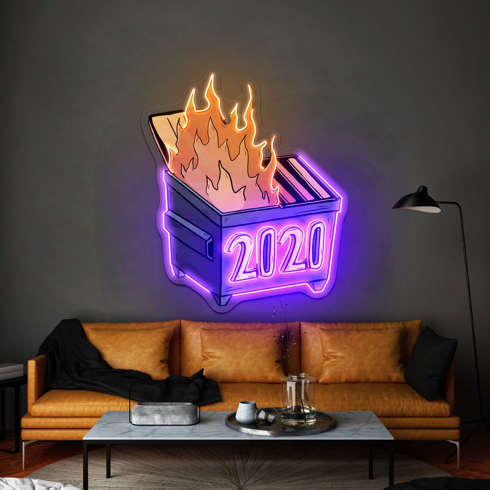 2020 Dumpster Fire Neon Signs For Neon Wall Signs Artwork