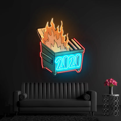 2020 Dumpster Fire Neon Signs For Neon Wall Signs Artwork