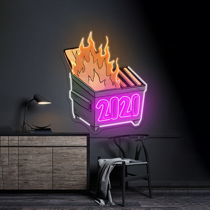 2020 Dumpster Fire Neon Signs For Neon Wall Signs Artwork